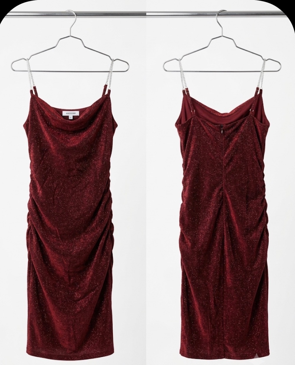 Robe de soirée moulante bordeaux pailletée – Prix : 8 €