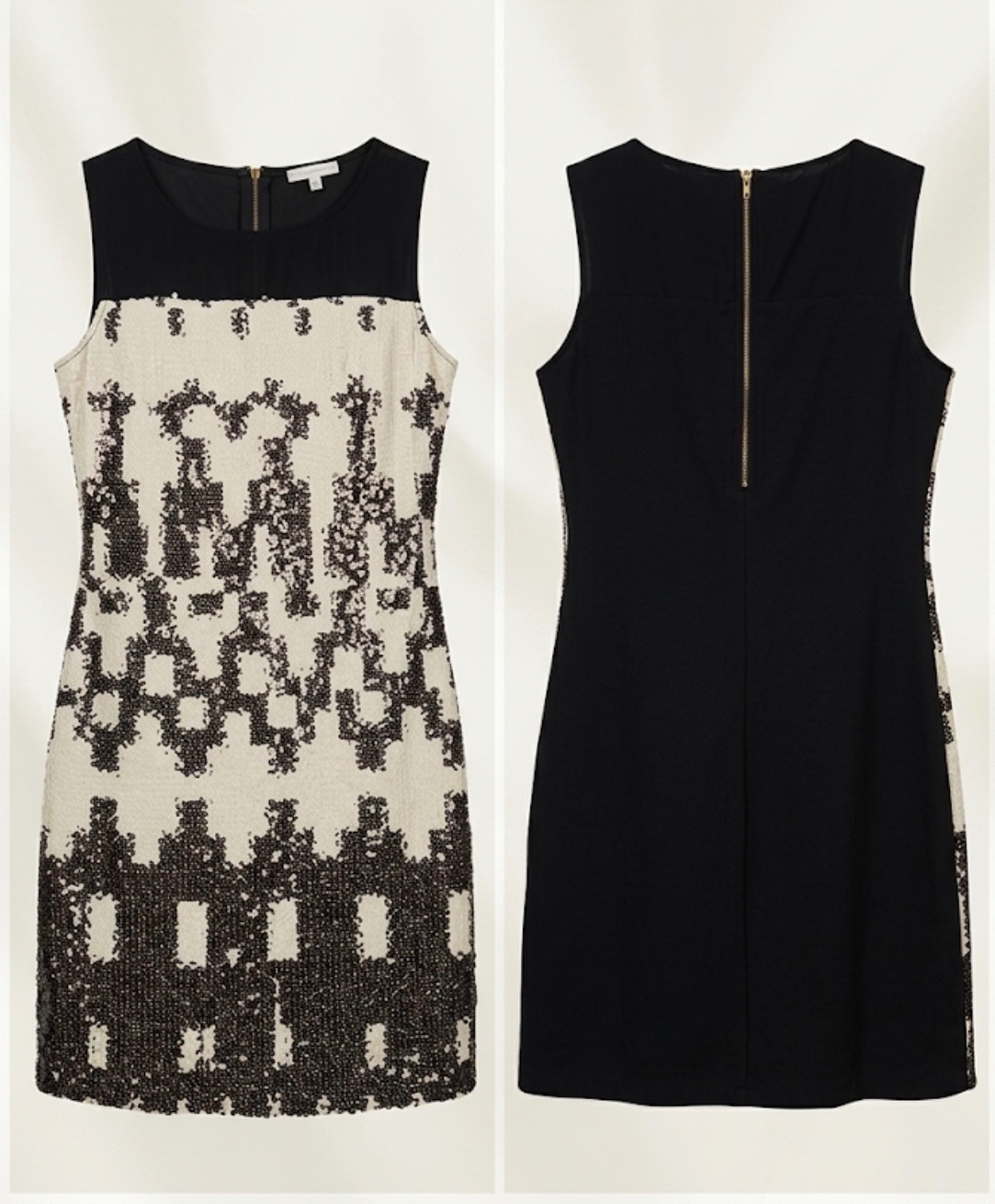 Robe chic bicolore à sequins / formes géométriques – Taille S Prix 10€
