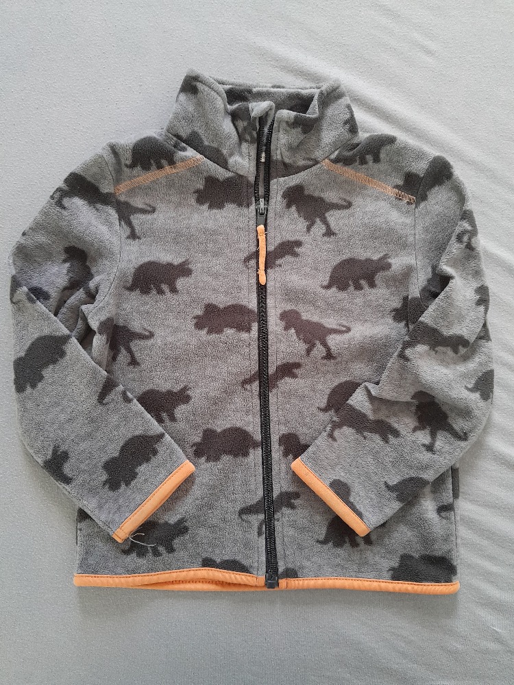 Polaire grise motif dino. 
Taille 4 ans