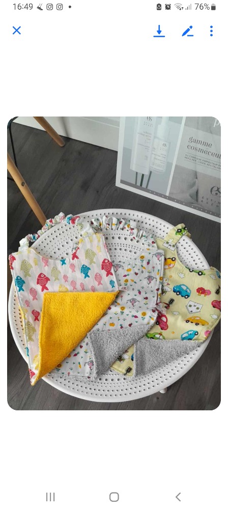 Serviette de cantine avec elastique coton doublée eponge