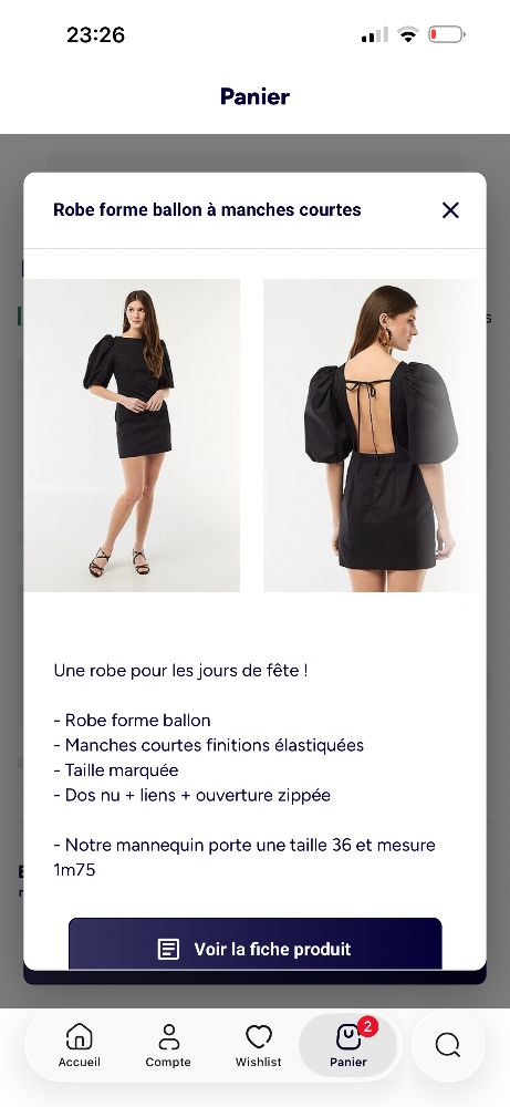 Vends robe noir dos nu